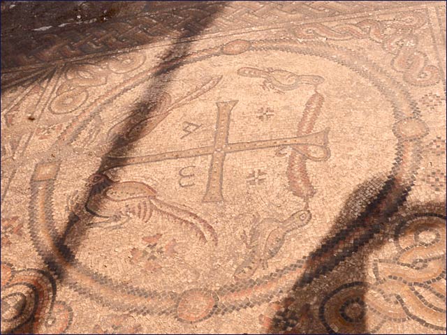 The Byzantine period mosaic uncovered in the church