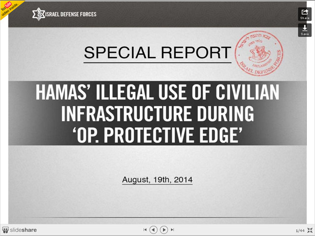 IDF report: Hamas Illegally used public infrastructure during Operation Protective Edge