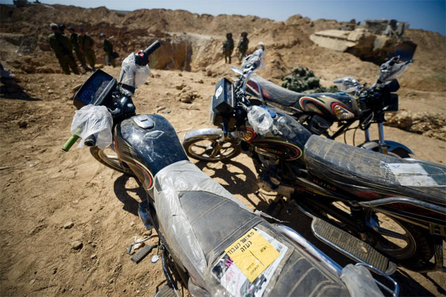 Motorcycles found inside a Hamas tunnel