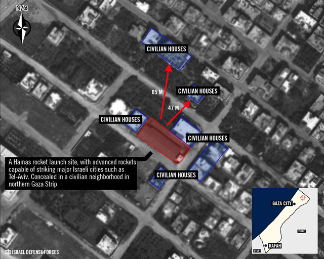 Hamas rocket launch site concealed in a civilian neighborhood in Gaza