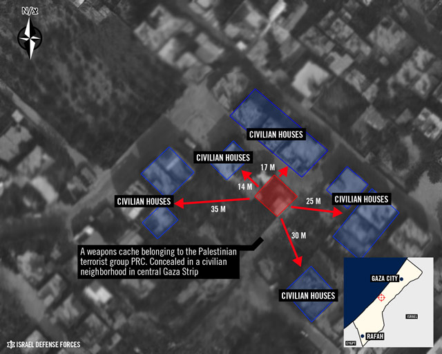 Weapons cache concealed in a civilian neighborhood in Gaza