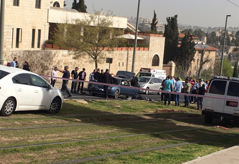 Scene of terror attack near Damascus Gate in Jerusalem, March 9, 2016