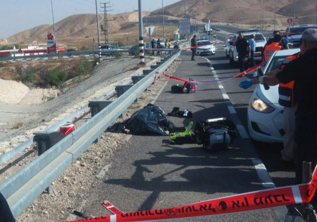 Scene of car ramming at Kfar Adumim junction