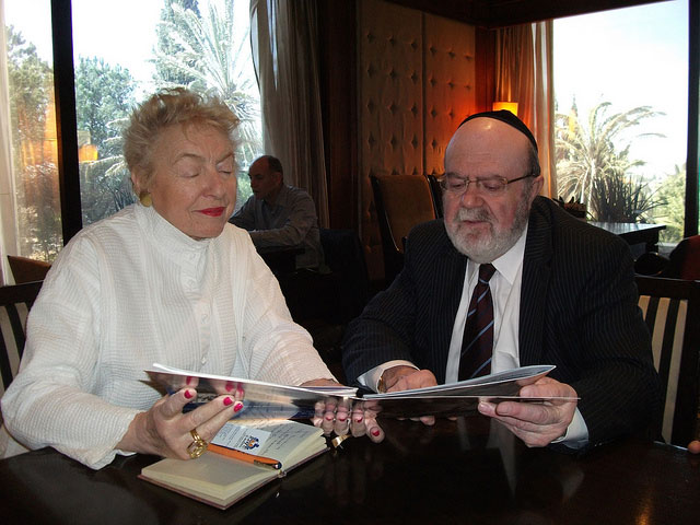 Dame Stephanie Shirley and Dr. Joshua Weinstein planning the International Autism Conference in Jerusalem