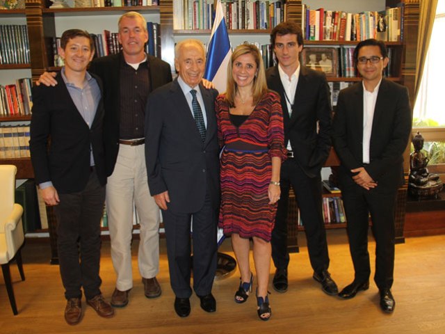 President Peres with Facebook delegation - Diego Oliva Camacho, Julien Codorniou, Lady  Nicola Mendelsohn, Sean Ryan, Ilya Sukhar