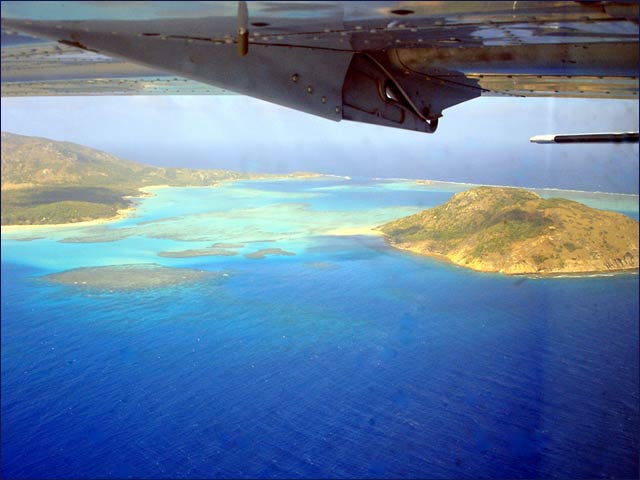 Aerial photo of a coral reef