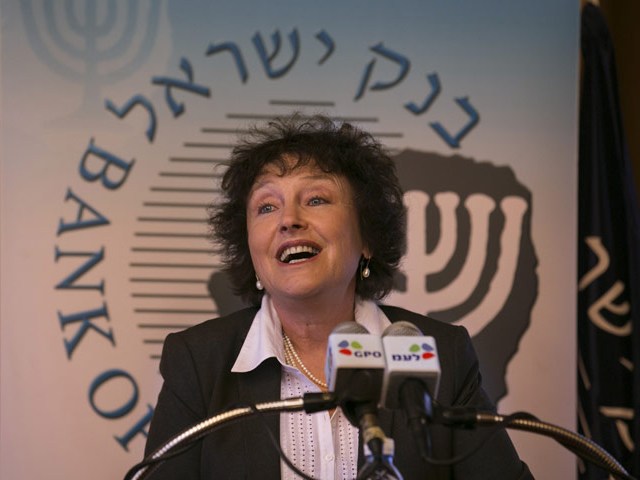 Bank of Israel Governor Karnit Flug speaks during a news conference, March 2014