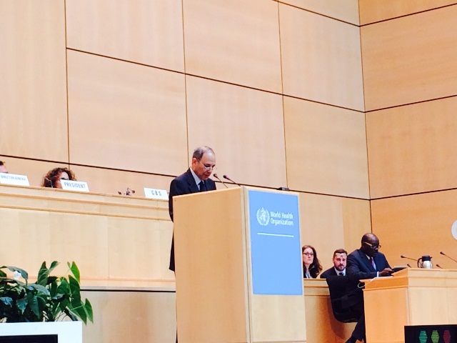 Amb Eviatar Manor addresses the World Health Assembly in Geneva