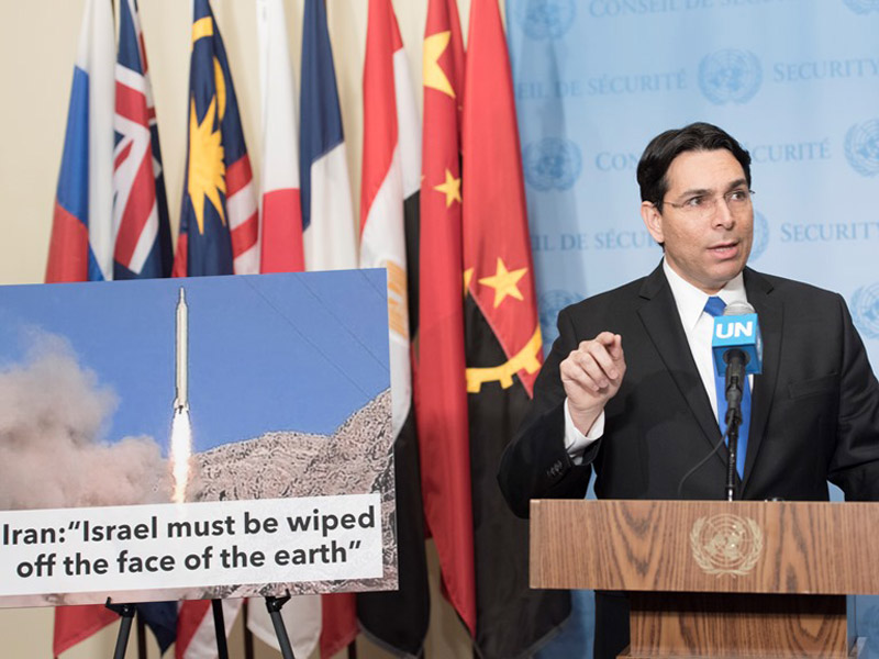 Media stakeout at the UN with Amb Danon on Iran