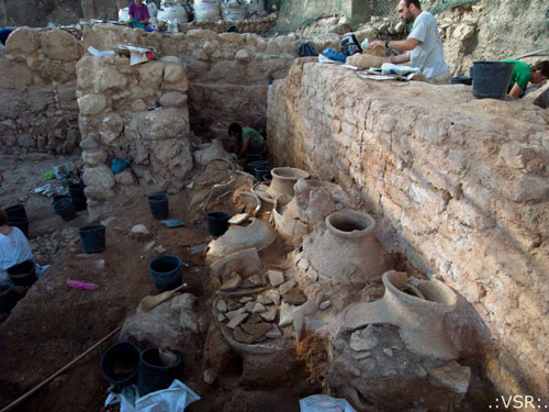 clay jugs containing seeds of 3,400 year old burnt wheat