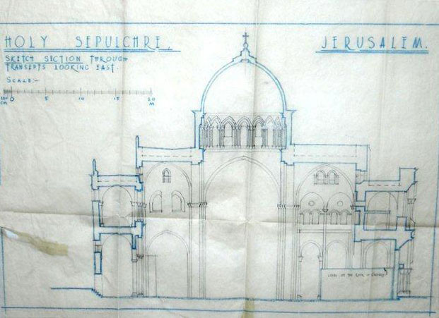 Original plan of the Holy Sepulcher Church prepared for renovating the site following the 1927 earthquake