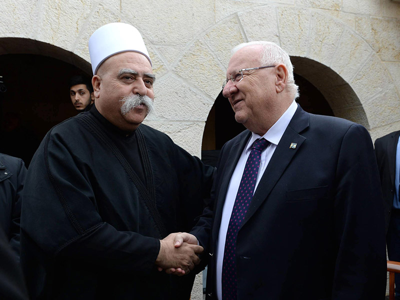 President Rivlin with Sheikh Muwaffak Tarīf at the restored Church of the Loaves and Fishes