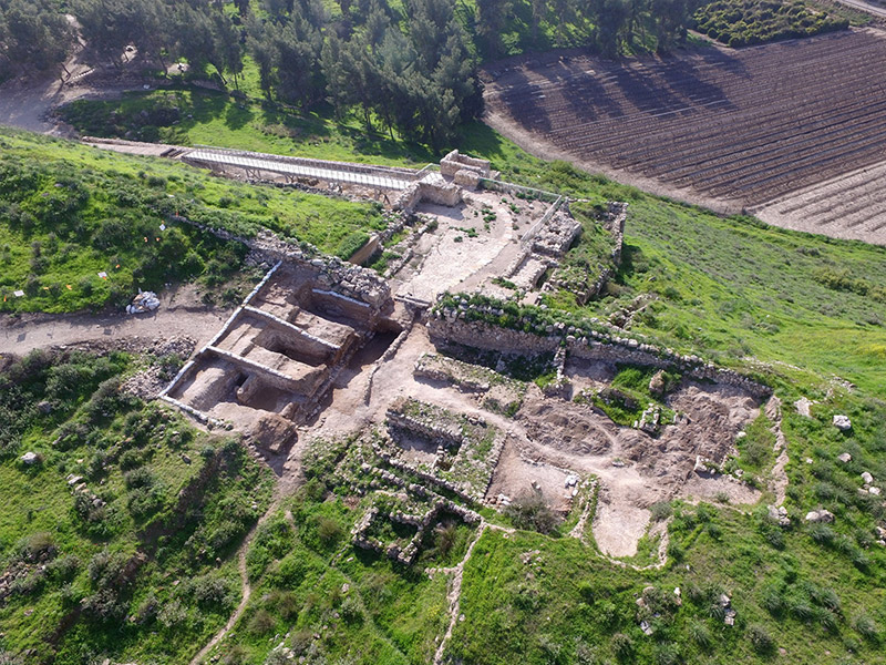 The Tel Lachish National Park and the gate structure (left) that was exposed.