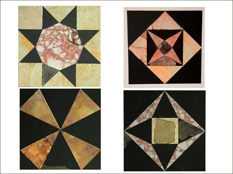 Some of the regally decorated floor tiles that adorned the porticos atop the Temple Mount