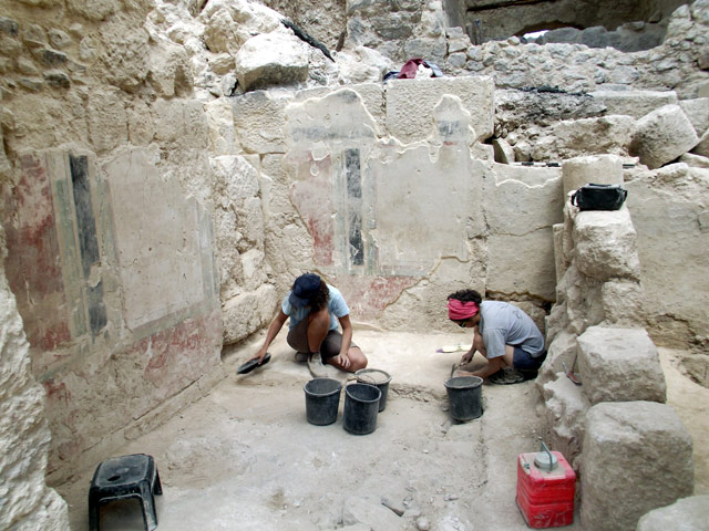 Entry-room of Herodium palace, decorated with splendid painted frescoes