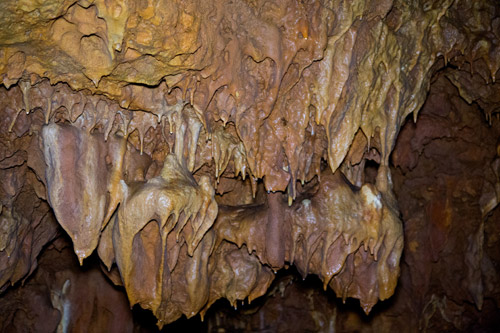 Active stalactites in the cave