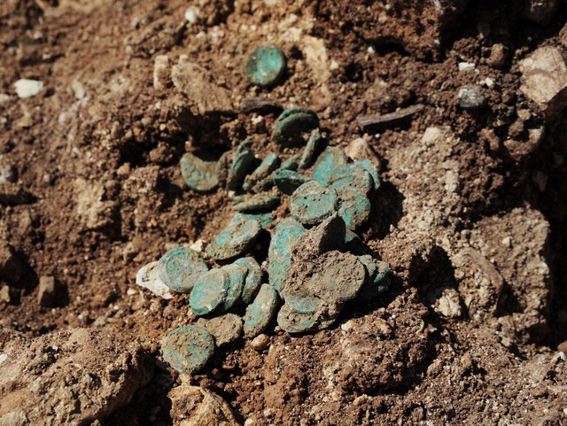 The hoard as it was found in the excavation