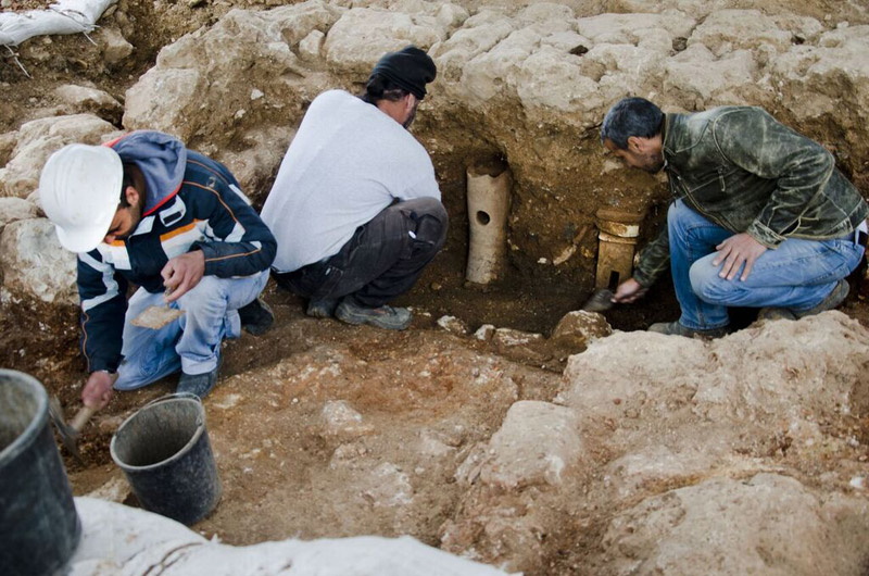 Terra cotta pipes indicate the existence of an ancient bathhouse