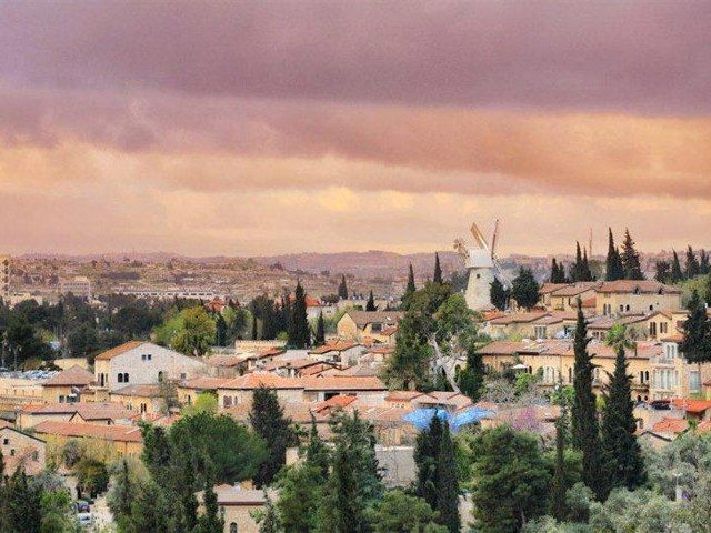 View of the Yemin Moshe neighborhood and Mishkenot Sha’ananim