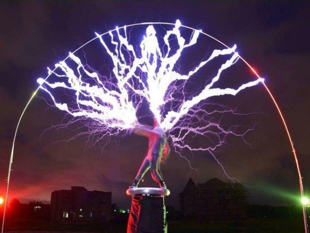 The Tesla coils "Man Made Lightening" act