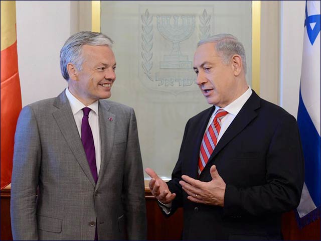 PM Netanyahu meeting with Belgian Foreign Minister Didier Reynders in Jerusalem