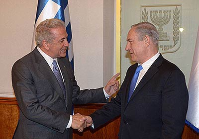 PM Netanyahu with Greek FM Avramopoulos in Jerusalem