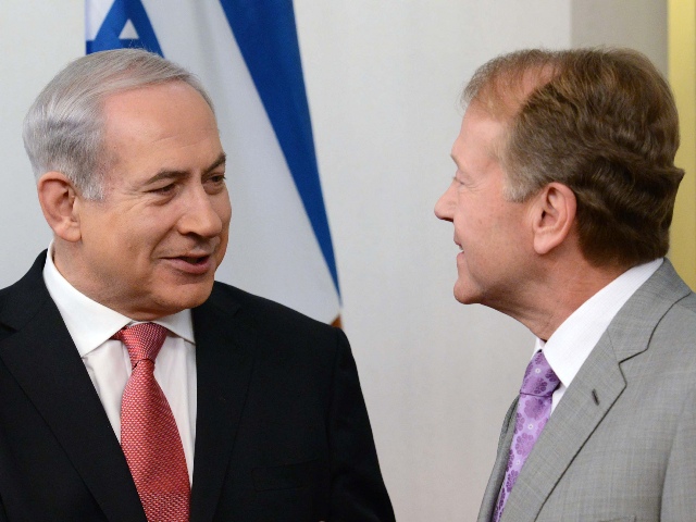 PM Netanyahu greeting Cisco Chairman and CEO John Chambers in Jerusalem