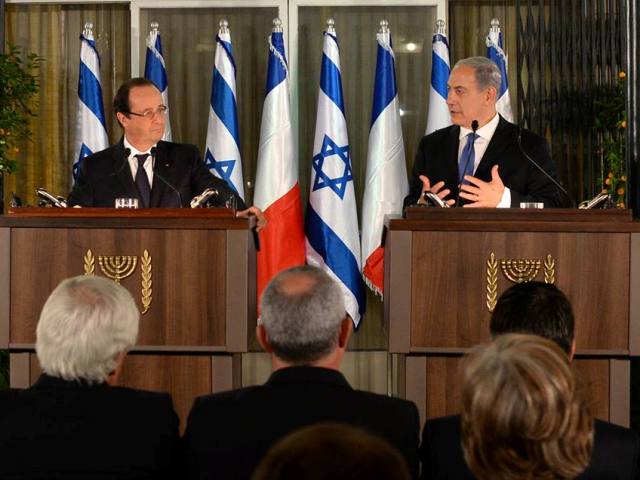 PM Netanyahu at press conference with French President Hollande