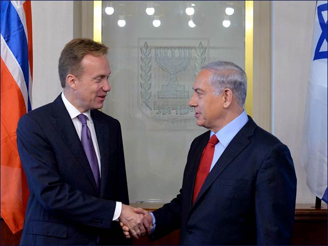 PM Netanyahu with with Norwegian FM Borge Brende in Jerusalem