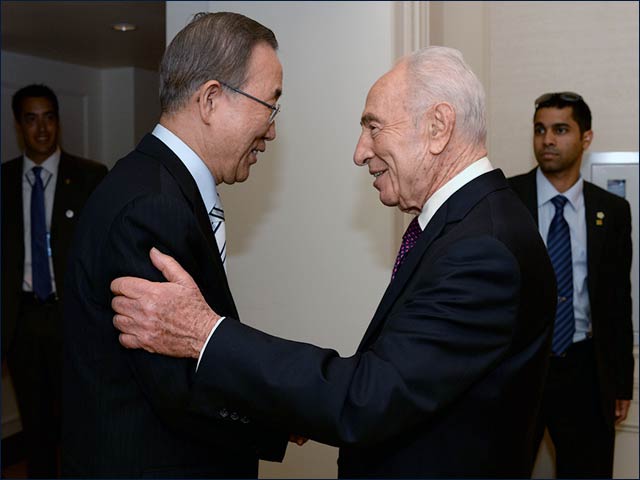 President Peres with the United Nations Secretary General Ban Ki-moon in New York