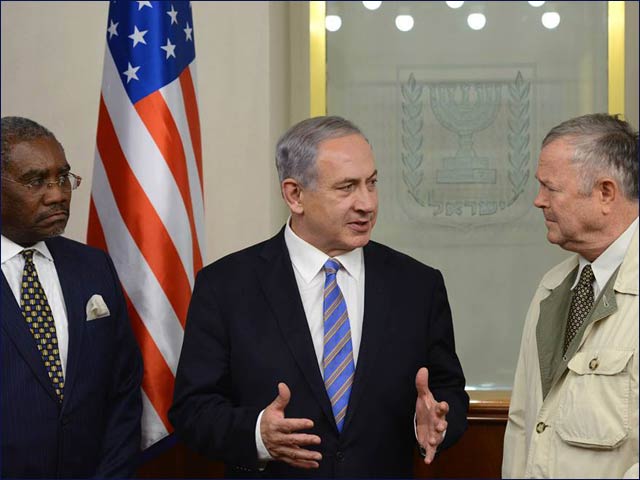 PM Nertanyahu with US Rep. Dana Rohrabacher (R-CA) (right) and US Rep. Gregory W. Meeks (D-NY) in Jerusalem