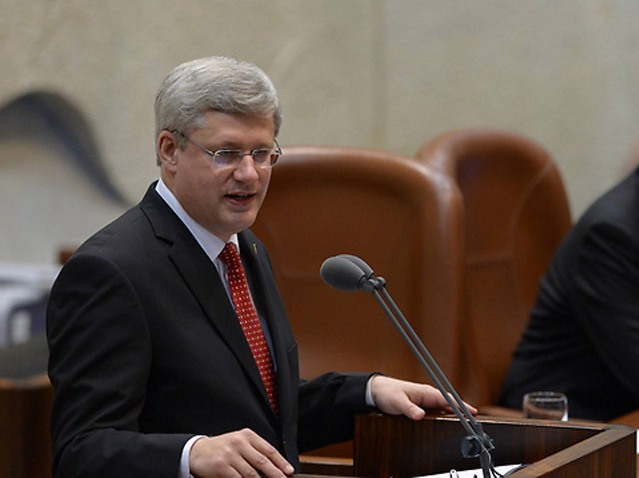 Canadian PM Harper addresses the Knesset