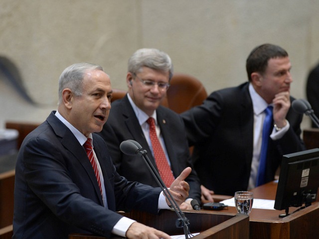 PM Netanyahu with Canadian PM Harper and Knesset Speaker Edelstein