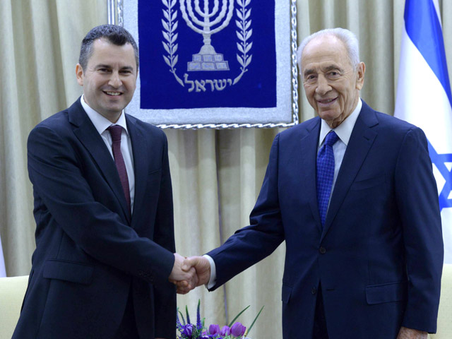 President Peres with Serbian Ambassador Milutin Stanojevic