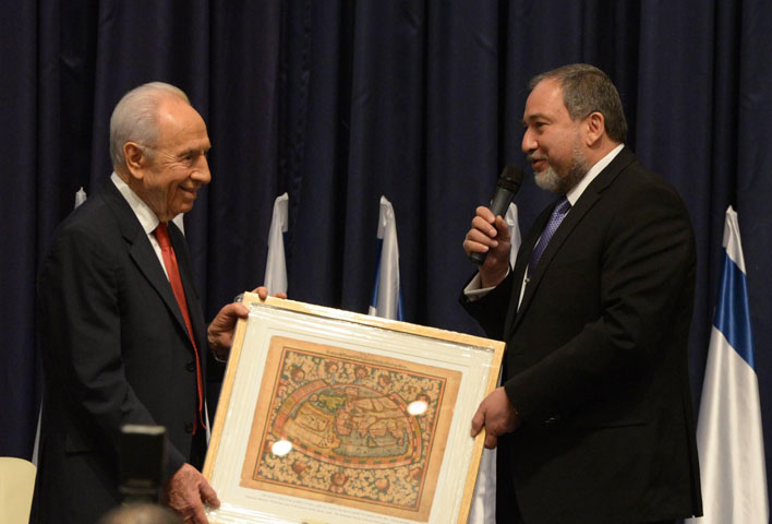 FM Liberman awards President Peres for his diplomatic service