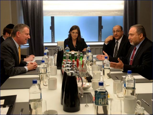 FM Liberman meeting with New York Mayor Bill De Blasio in New York