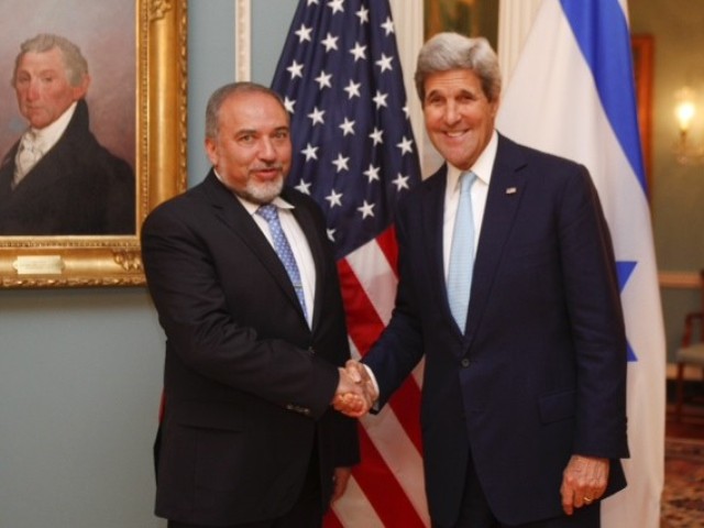 FM Liberman meets US Secretary Kerry in Washington