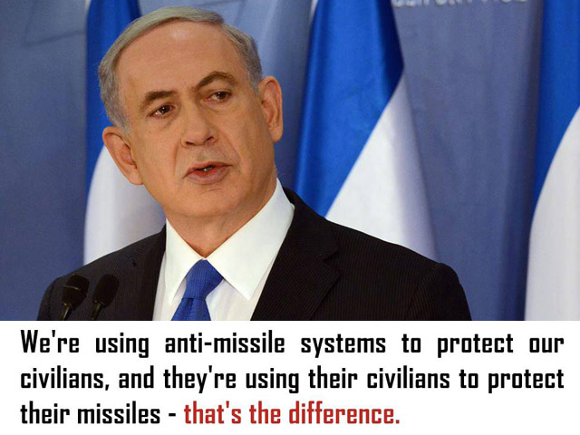 "We're using anti-missile systems to protect our civilians, they're using their civilians to protect their missiles."