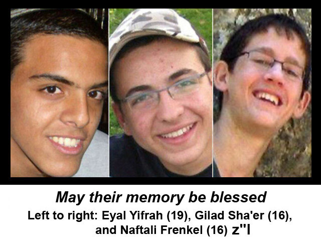 Eyal Yifrah, Gilad Sha'er and Naftali Frenkel z"l