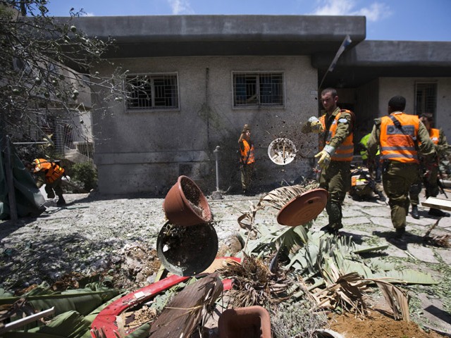 Ashdod home damaged by rocket fired from Gaza (July 15, 2014), while Israel observed ceasefire