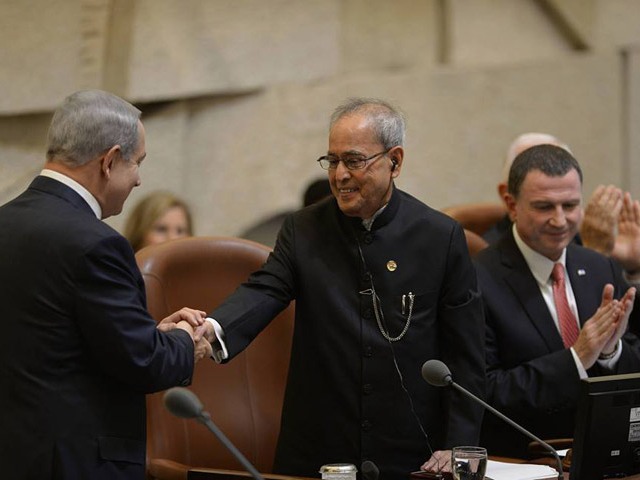 PM Netanyahu with President of India Pranab Mukherjee at the Knesset