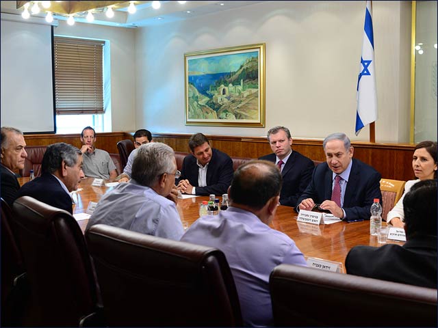 Prime Minister Benjamin Netanyahu meeting with Arab sector mayors at his office in Jerusalem