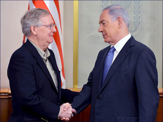 Prime Minister Benjamin Netanyahu meets with US Senate Republican Leader Mitch McConnell