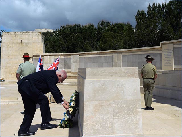 President Rivlin laying wreath at the ANZAC memorial ceremony