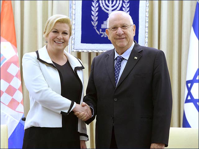 President Rivlin with Croatian President Grabar-Kitarović in Jerusalem