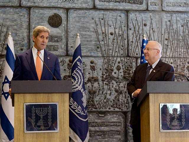 President Rivlin with US Secretary of State Kerry at the President's Residence in Jerusalem