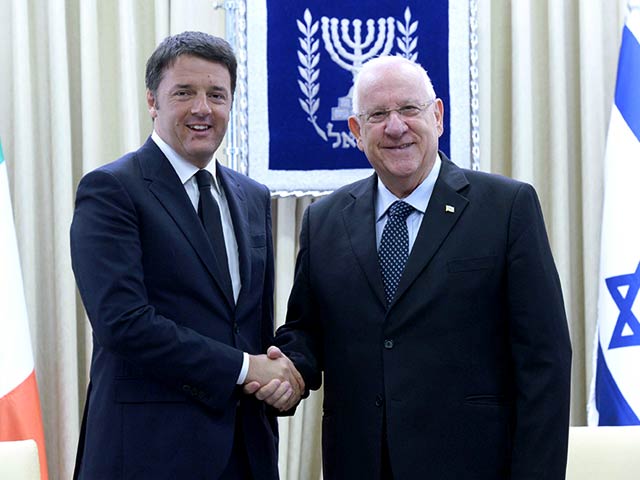 President Rivlin with Italian Prime Minister Matteo Renzi in Jerusalem