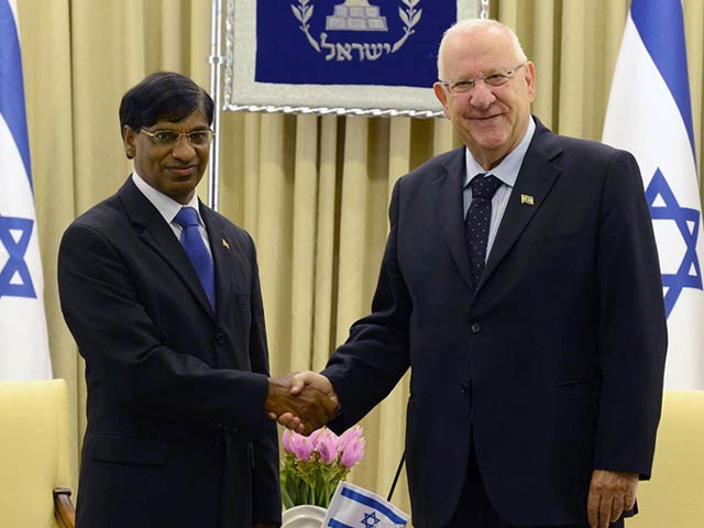 President Rivlin welcoming H.E Mr. Periyasamy Pillai Selvaraj, Ambassador of Sri Lanka to Israel