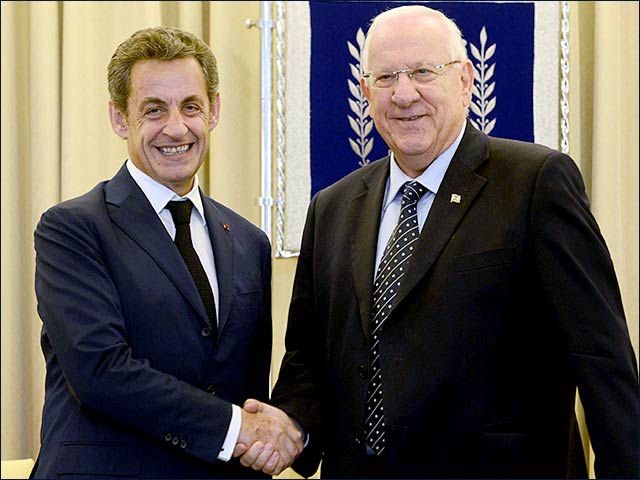 President Rivlin with former French president Sarkozy in Jerusalem