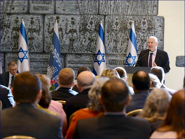 President Rivlin addressing the ambassadors at the President's Residence